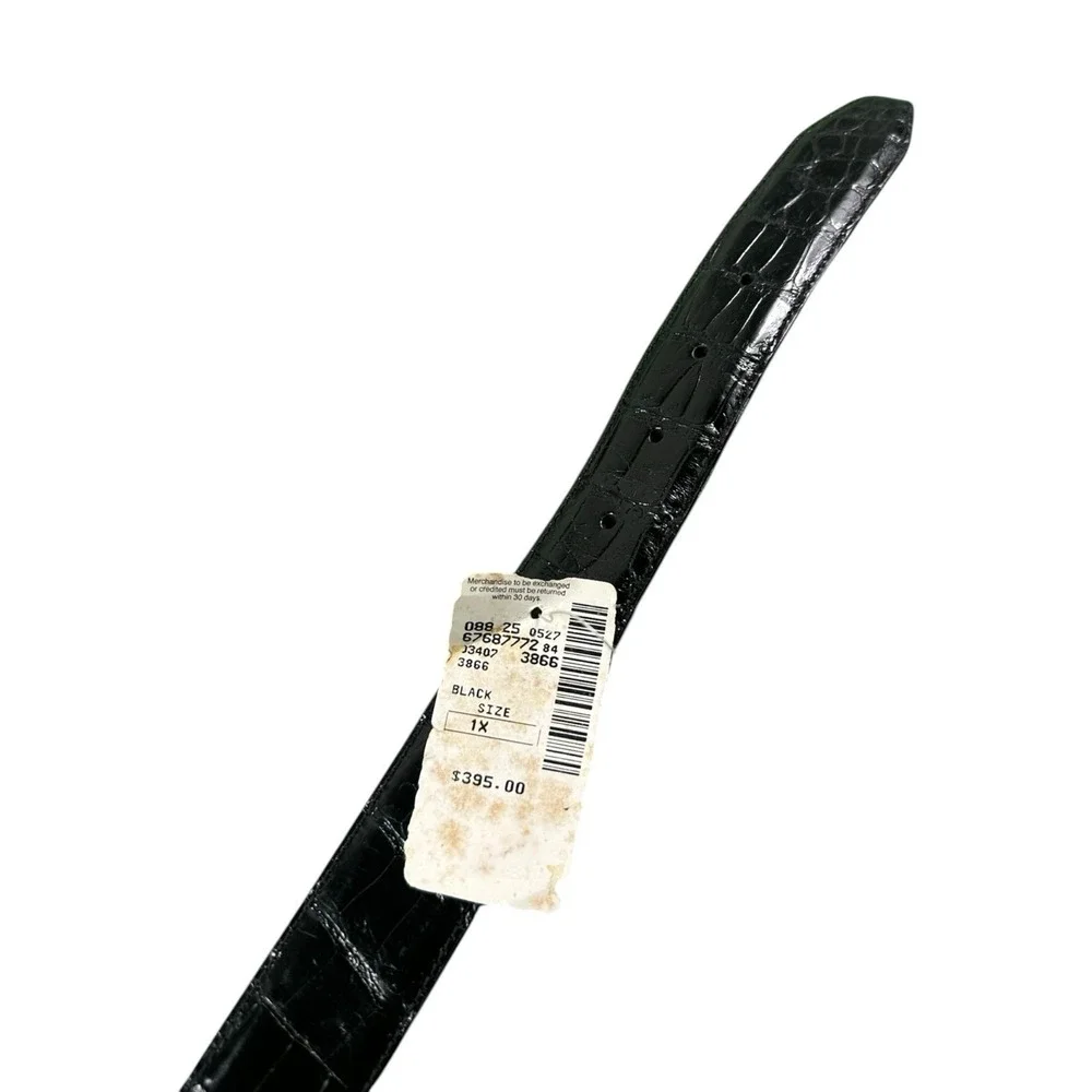 Saks Fifth Ave Black Genuine American Alligator Womens Belt Size XL NWT 395$